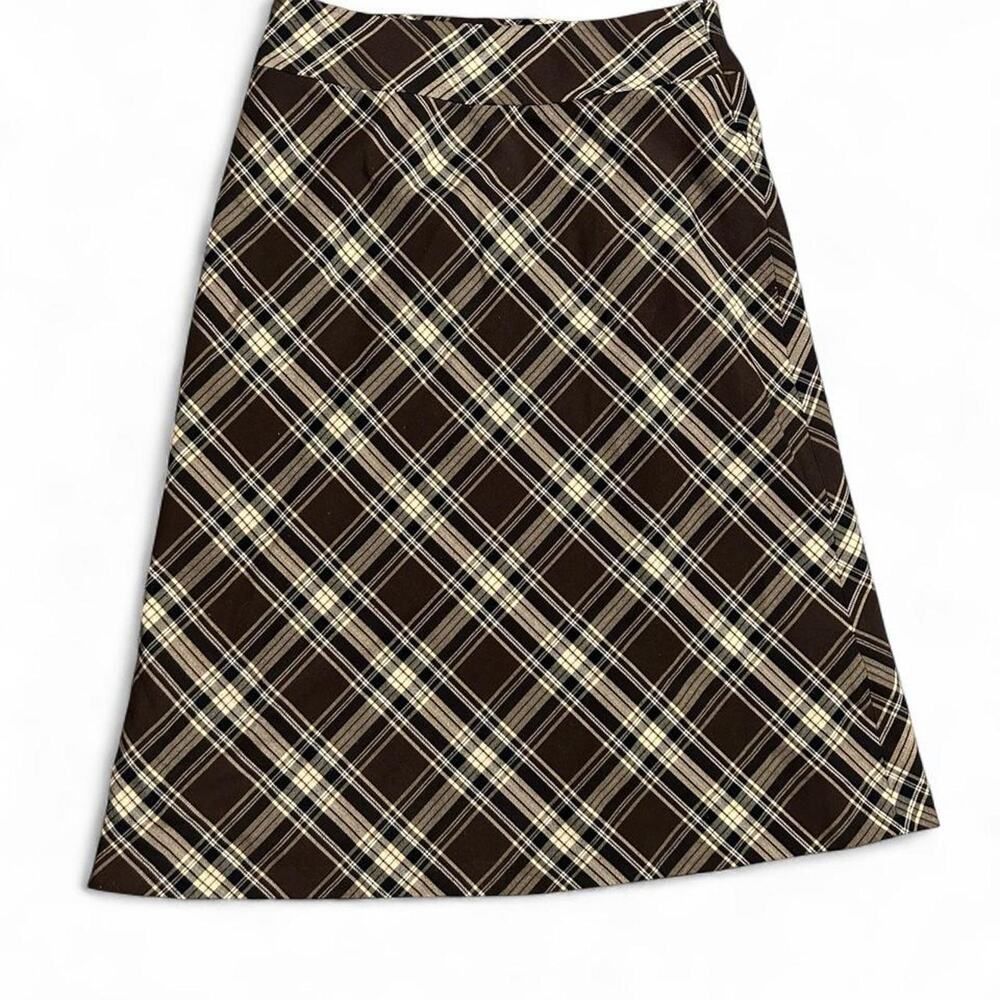 Size 14 Covington brown plaid maxi skirt preppy college university fall winter